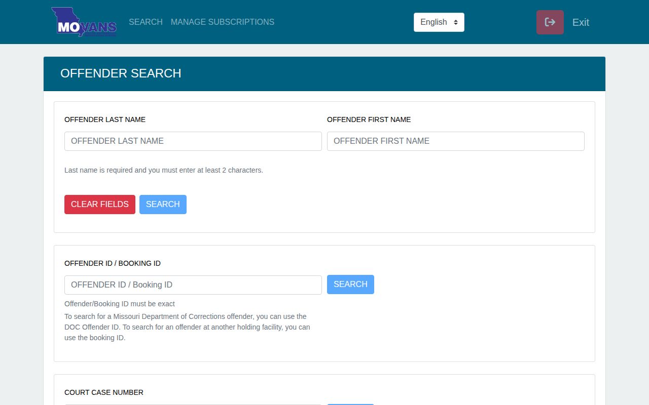 Gasconade County released inmate MOVANS status search