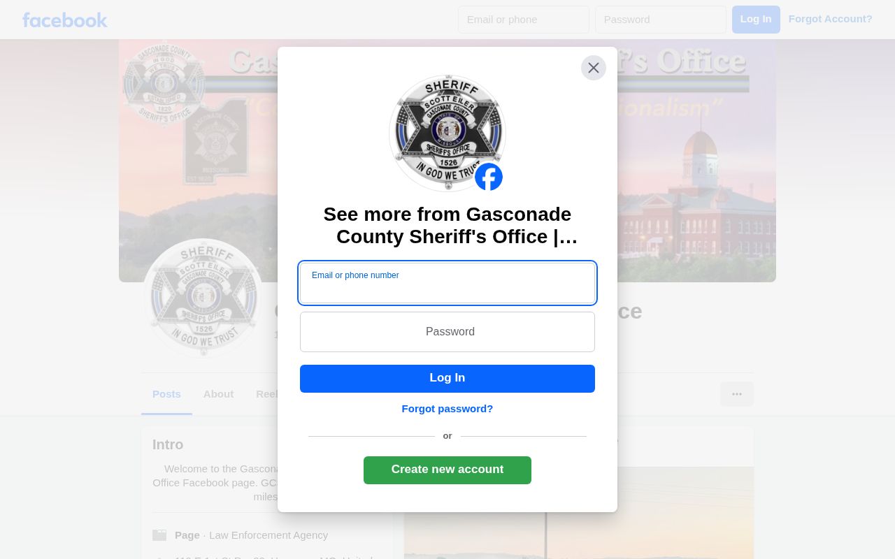 Gasconade County same-day release lead from the official sheriff social channel